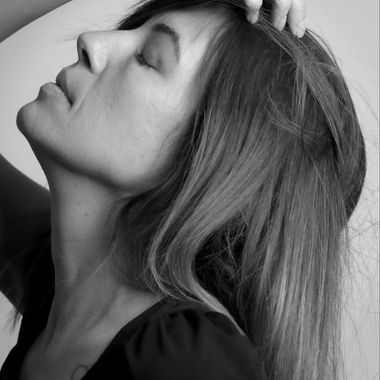 Black-and-white side profile portrait